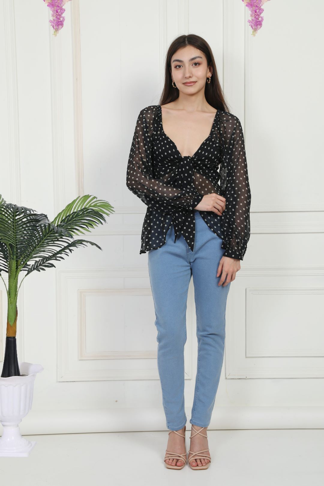 FB Polka Dot Black Top