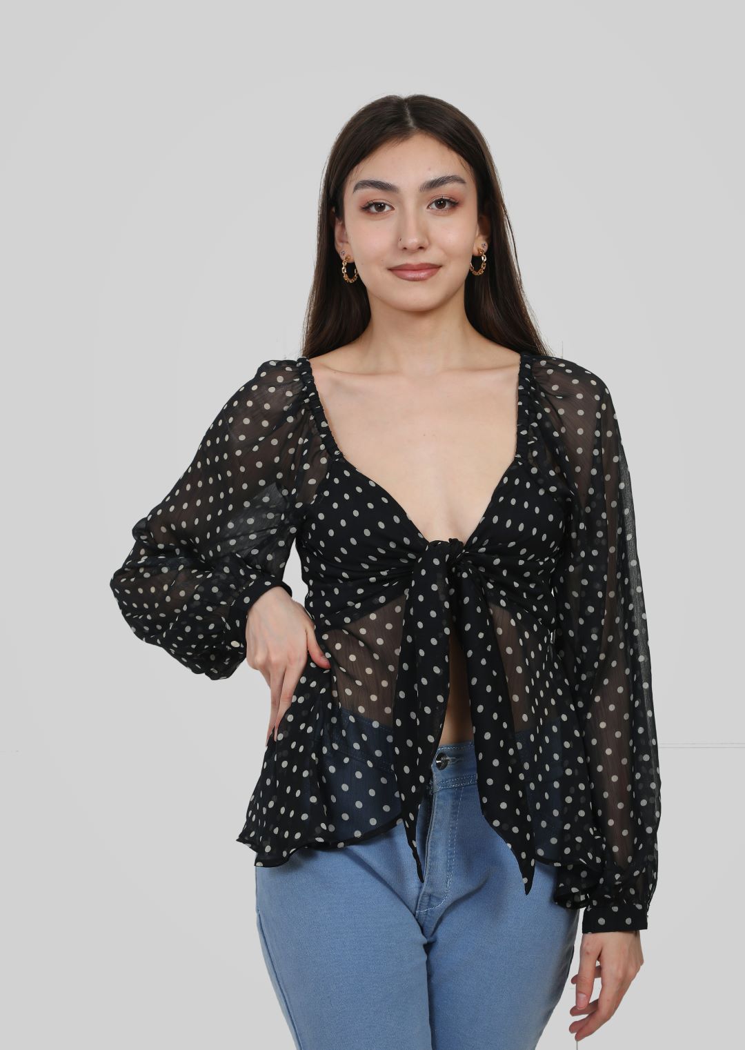 FB Polka Dot Black Top