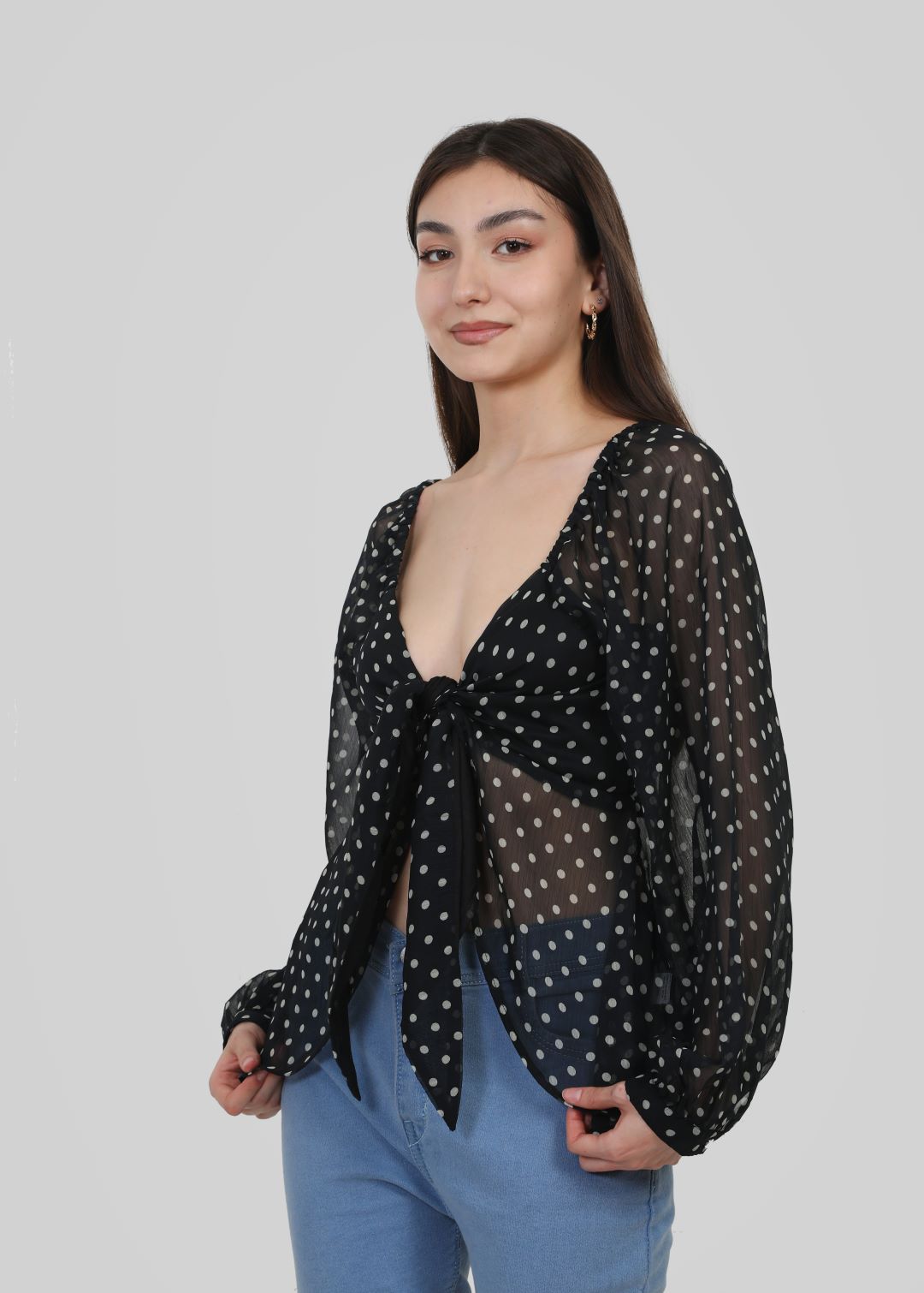 FB Polka Dot Black Top