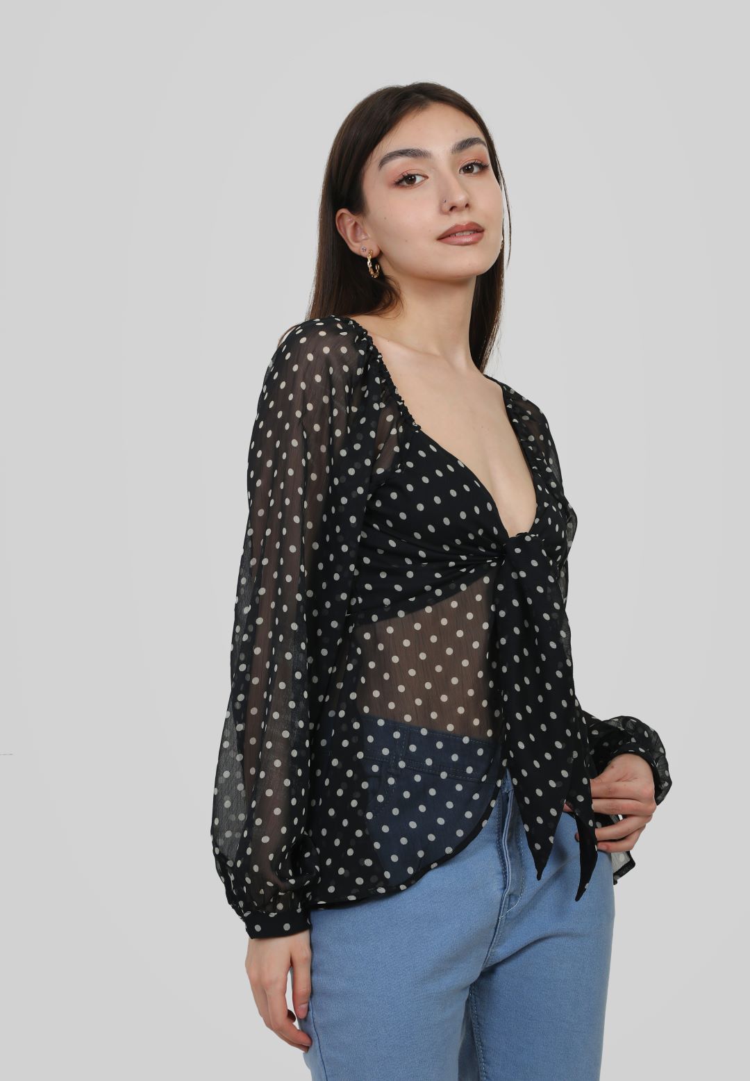FB Polka Dot Black Top